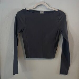 CALIA by Carrie Underwood Ribbed Boatneck Cropped LS Top Size XS